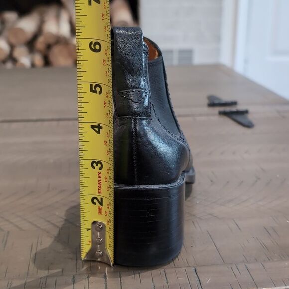 Y2k Cole Haan Black Leather Chunky Wooden Stacked Lug Sole Chelsea Boot 5.5 - Picture 12 of 14